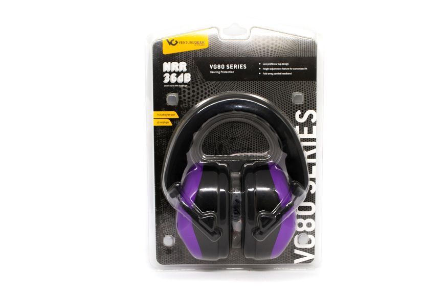 Навушники протишумні захисні Venture Gear VGPM8065C (захист слуху SNR 26 дБ, беруші в комплеті), фіолетові VG-MUF-PM8065C фото
