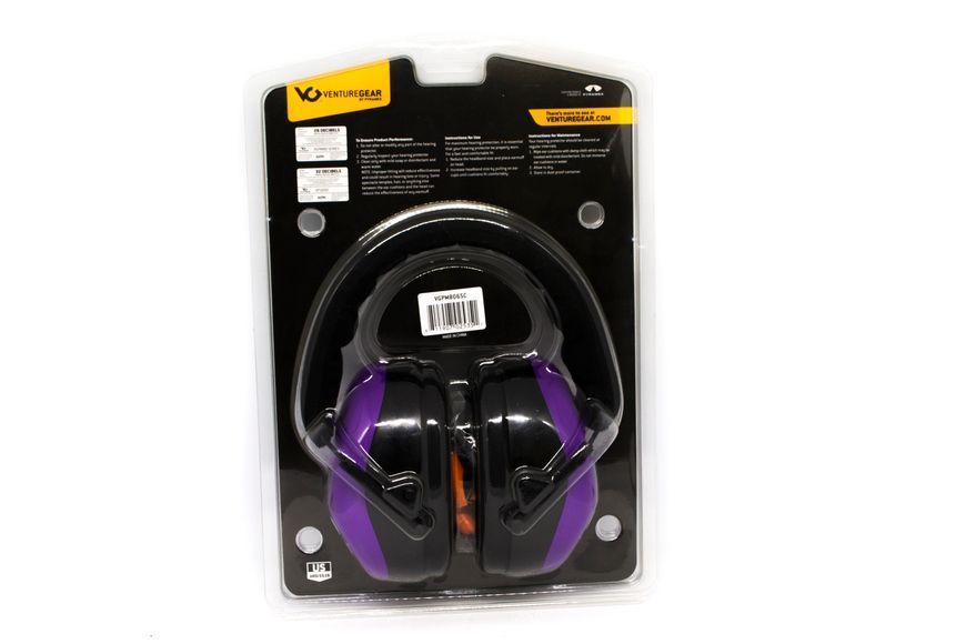 Навушники протишумні захисні Venture Gear VGPM8065C (захист слуху SNR 26 дБ, беруші в комплеті), фіолетові VG-MUF-PM8065C фото