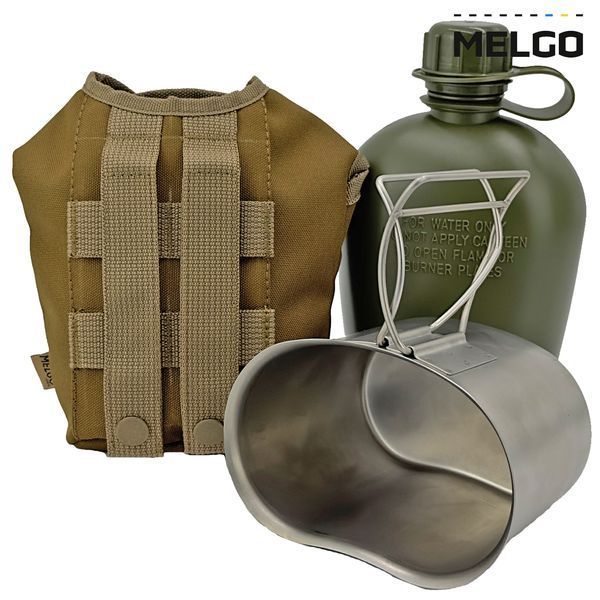Комплект 3 в 1 (фляга пластикова, кухоль нержавіючий, чохол) MELGO MG_3pcs_FLG_POLY_COYOTE фото