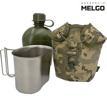 Комплект 3 в 1 (фляга пластикова, кухоль нержавіючий, чохол) MELGO MG_3pcs_FLG_CORD_MM14 фото