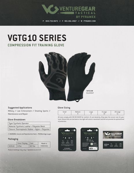 Тактичні рукавиці Venture Gear Tactical VGTG10 Compression Fit, чорні VGTG10B фото